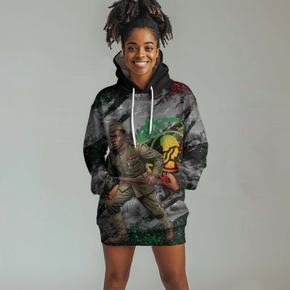 Henry Johnson Black History Month Hoodie Dress Harlem Hellfighters Pan African Grunge Art