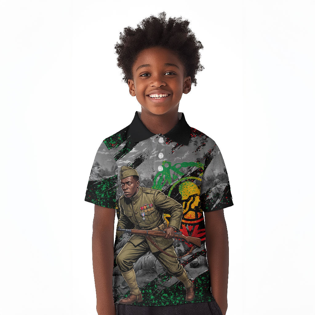 Henry Johnson Black History Month Kid Polo Shirt Harlem Hellfighters Pan African Grunge Art