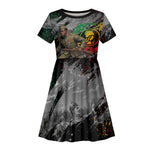 Henry Johnson Black History Month Kid Short Sleeve Dress Harlem Hellfighters Pan African Grunge Art