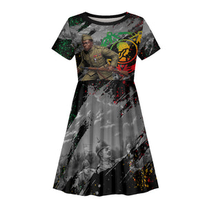Henry Johnson Black History Month Kid Short Sleeve Dress Harlem Hellfighters Pan African Grunge Art