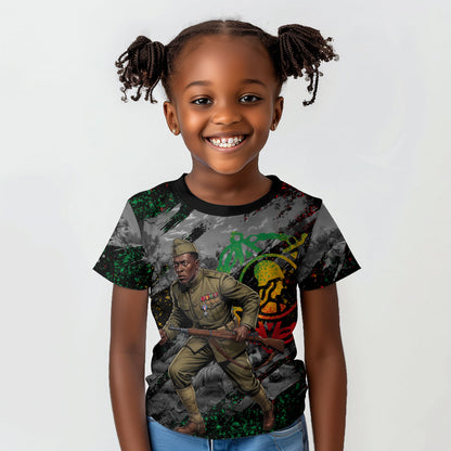 Henry Johnson Black History Month Kid T shirt Harlem Hellfighters Pan African Grunge Art