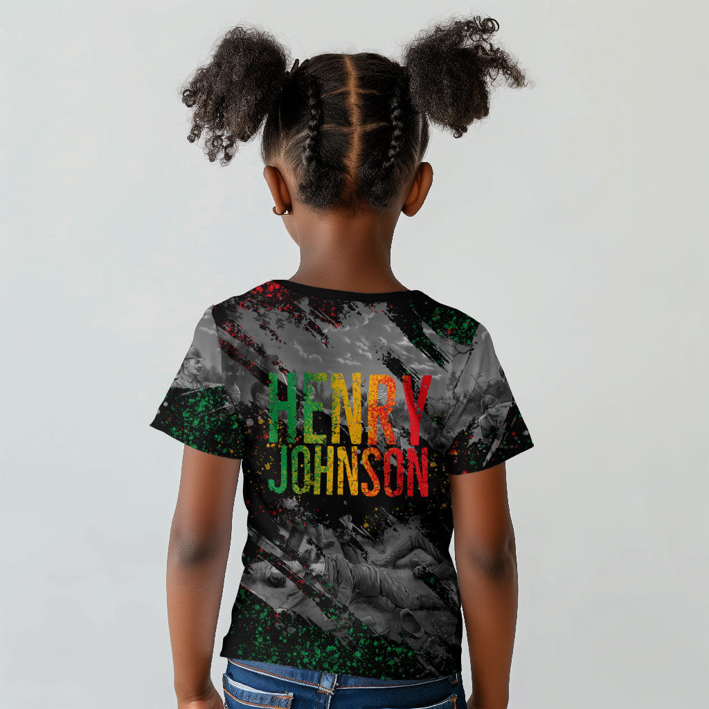 Henry Johnson Black History Month Kid T shirt Harlem Hellfighters Pan African Grunge Art