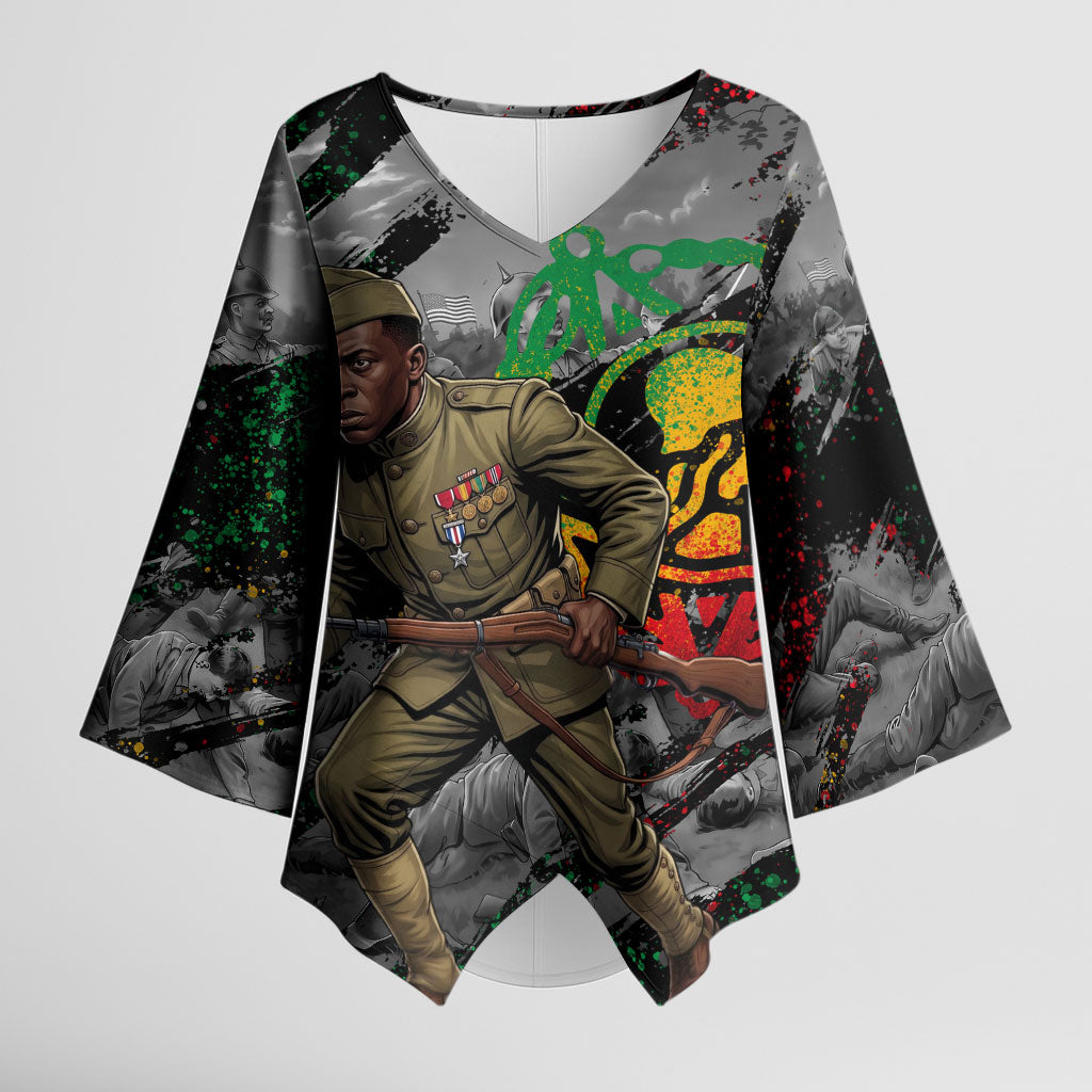 Henry Johnson Black History Month Kimono Sleeve Blouse Harlem Hellfighters Pan African Grunge Art
