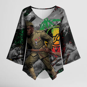 Henry Johnson Black History Month Kimono Sleeve Blouse Harlem Hellfighters Pan African Grunge Art