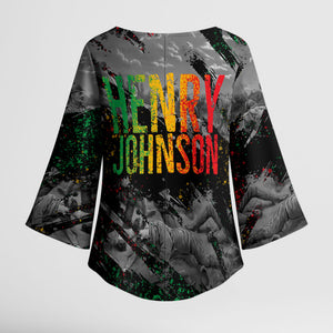 Henry Johnson Black History Month Kimono Sleeve Blouse Harlem Hellfighters Pan African Grunge Art