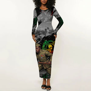 Henry Johnson Black History Month Long Sleeve Bodycon Dress Harlem Hellfighters Pan African Grunge Art