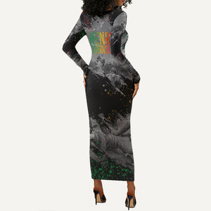 Henry Johnson Black History Month Long Sleeve Bodycon Dress Harlem Hellfighters Pan African Grunge Art