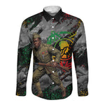 Henry Johnson Black History Month Long Sleeve Button Shirt Harlem Hellfighters Pan African Grunge Art