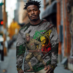 Henry Johnson Black History Month Long Sleeve Shirt Harlem Hellfighters Pan African Grunge Art