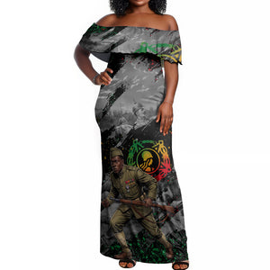 Henry Johnson Black History Month Off Shoulder Maxi Dress Harlem Hellfighters Pan African Grunge Art