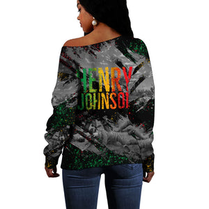 Henry Johnson Black History Month Off Shoulder Sweater Harlem Hellfighters Pan African Grunge Art
