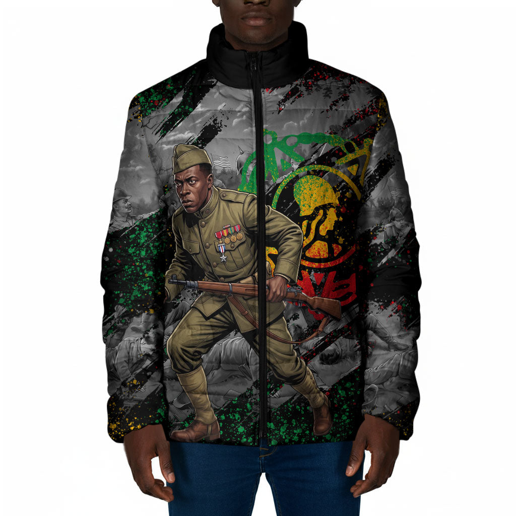 Henry Johnson Black History Month Padded Jacket Harlem Hellfighters Pan African Grunge Art