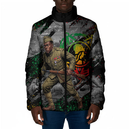 Henry Johnson Black History Month Padded Jacket Harlem Hellfighters Pan African Grunge Art