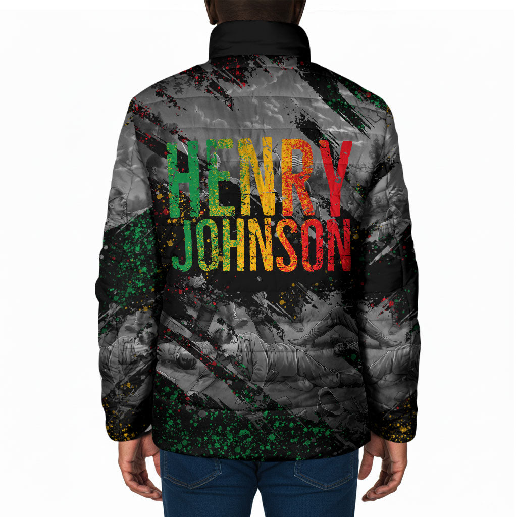 Henry Johnson Black History Month Padded Jacket Harlem Hellfighters Pan African Grunge Art