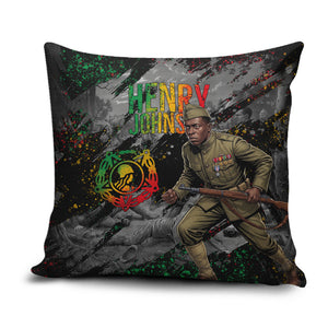 Henry Johnson Black History Month Pillow Cover Harlem Hellfighters Pan African Grunge Art