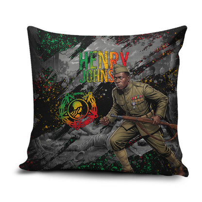 Henry Johnson Black History Month Pillow Cover Harlem Hellfighters Pan African Grunge Art
