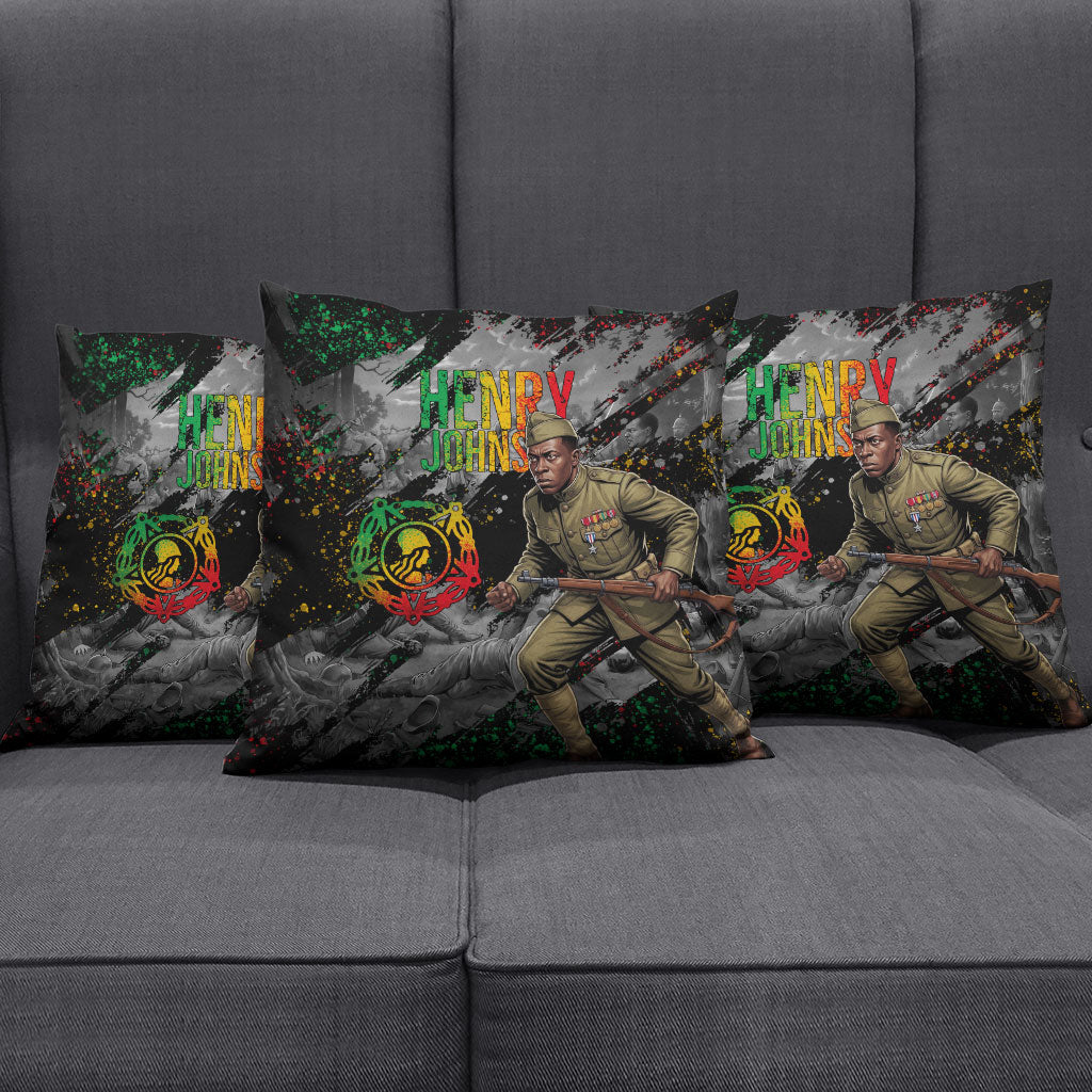Henry Johnson Black History Month Pillow Cover Harlem Hellfighters Pan African Grunge Art