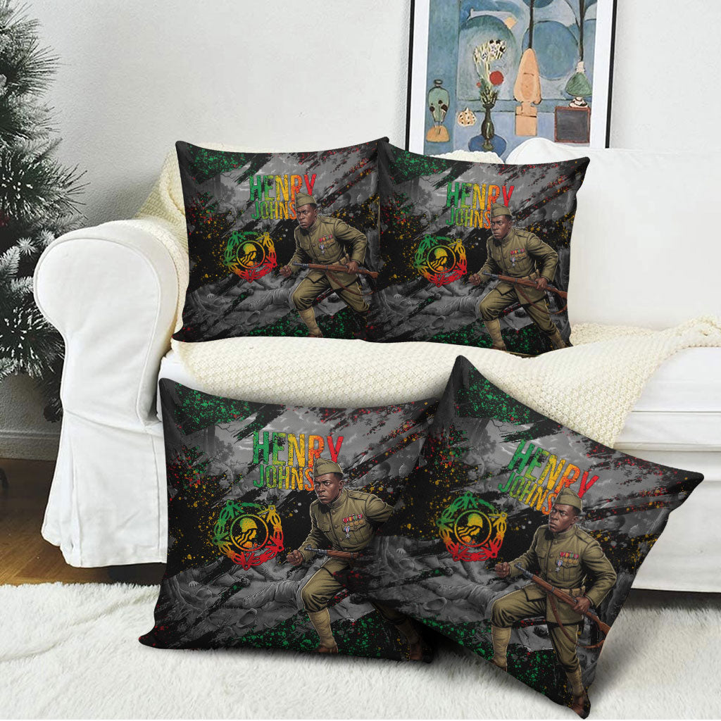Henry Johnson Black History Month Pillow Cover Harlem Hellfighters Pan African Grunge Art