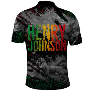 Henry Johnson Black History Month Polo Shirt Harlem Hellfighters Pan African Grunge Art