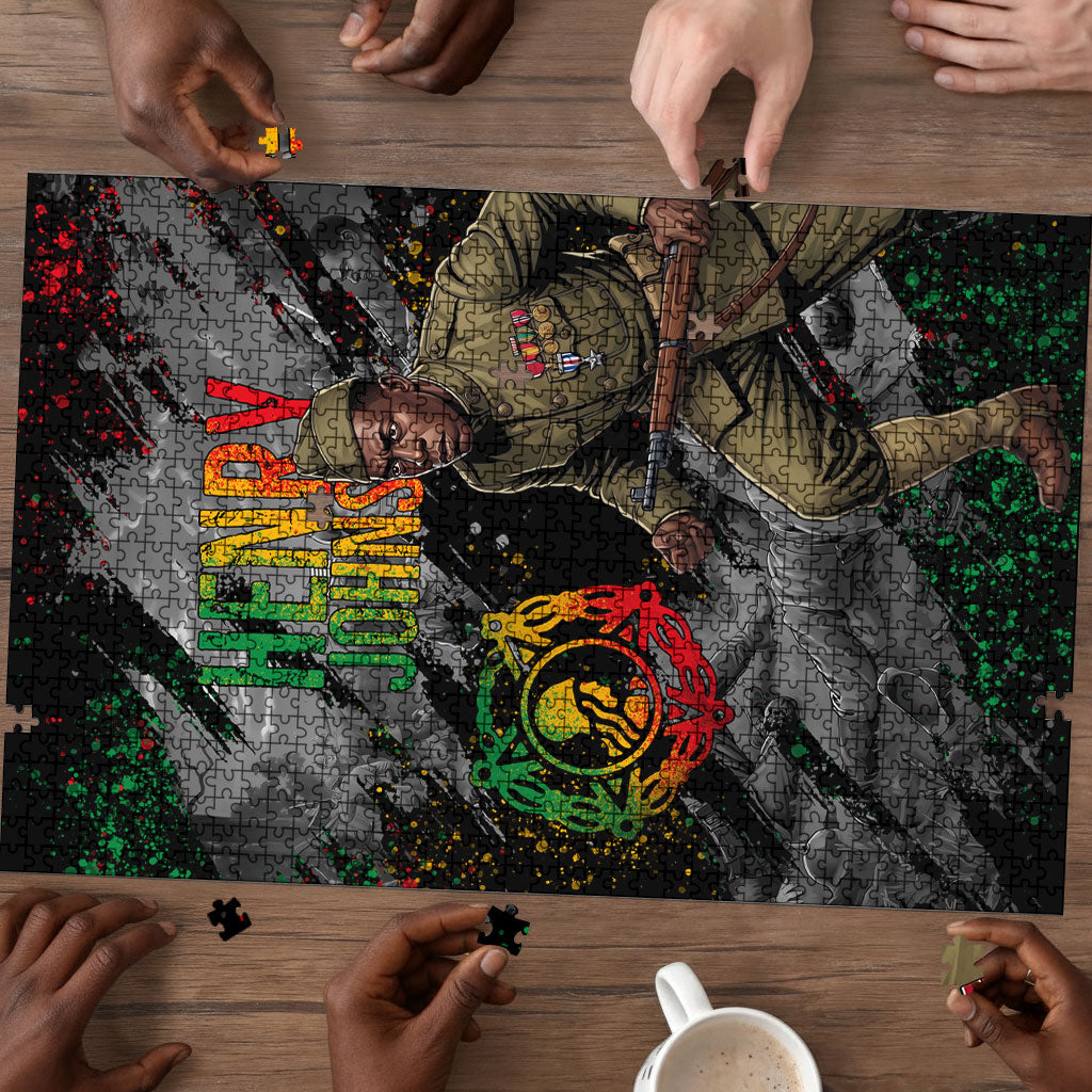 Henry Johnson Black History Month Puzzle Harlem Hellfighters Pan African Grunge Art