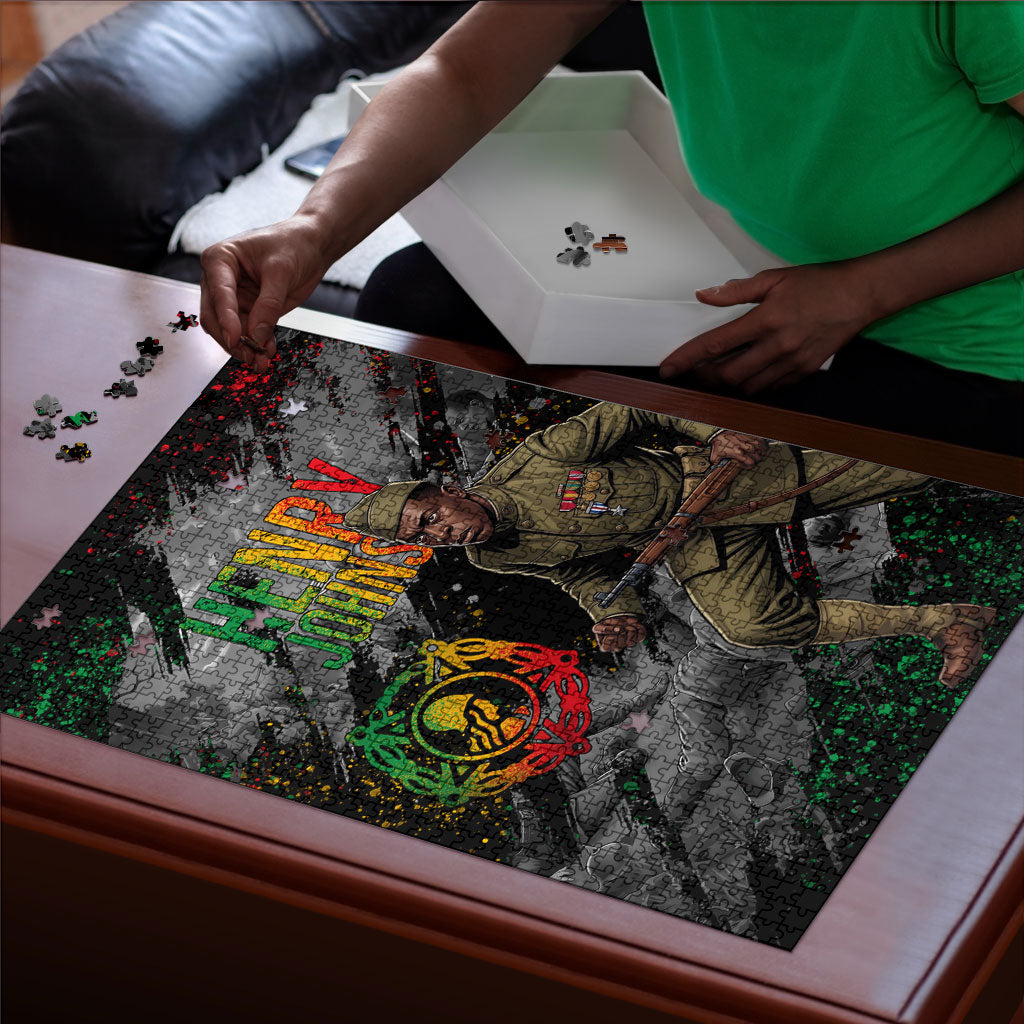 Henry Johnson Black History Month Puzzle Harlem Hellfighters Pan African Grunge Art