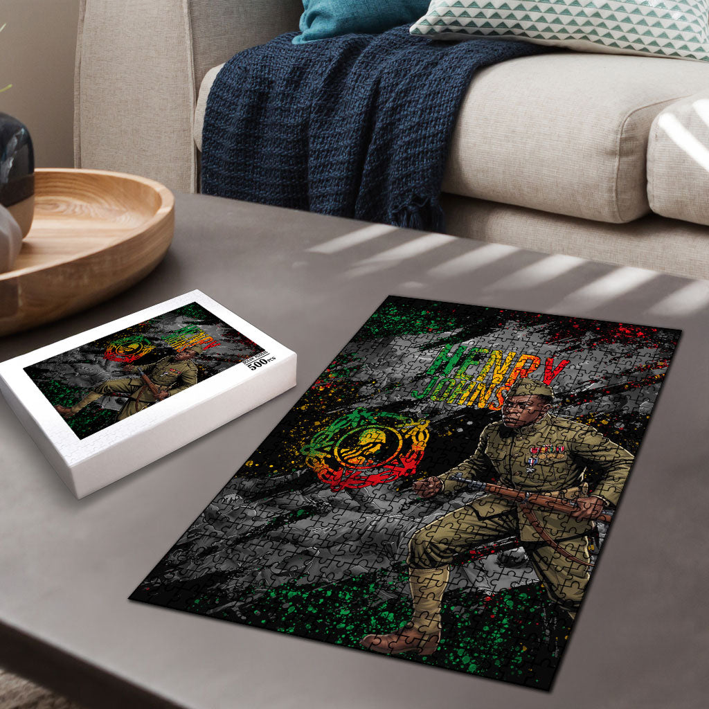 Henry Johnson Black History Month Puzzle Harlem Hellfighters Pan African Grunge Art