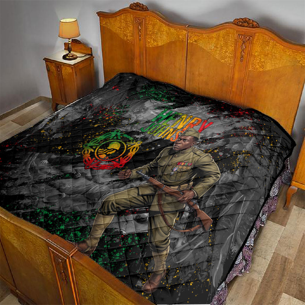 Henry Johnson Black History Month Quilt Harlem Hellfighters Pan African Grunge Art