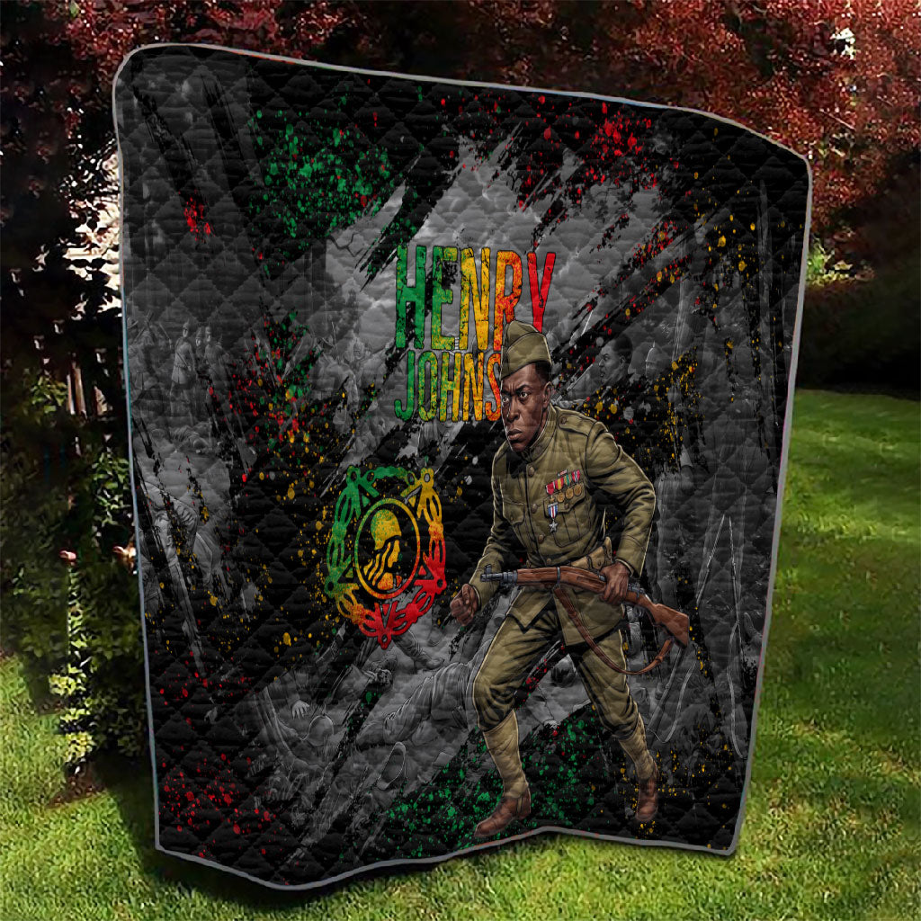 Henry Johnson Black History Month Quilt Harlem Hellfighters Pan African Grunge Art