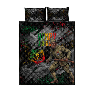 Henry Johnson Black History Month Quilt Bed Set Harlem Hellfighters Pan African Grunge Art