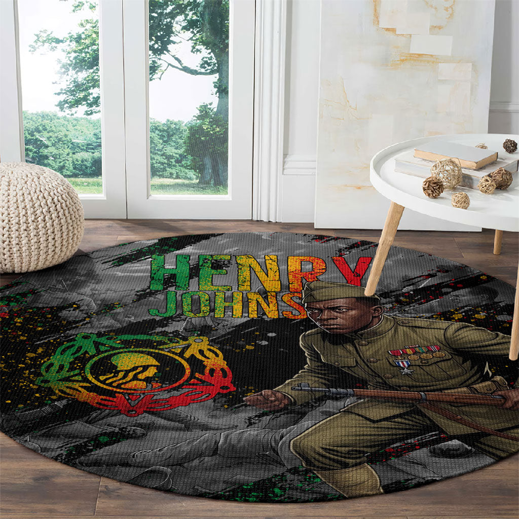 Henry Johnson Black History Month Round Carpet Harlem Hellfighters Pan African Grunge Art