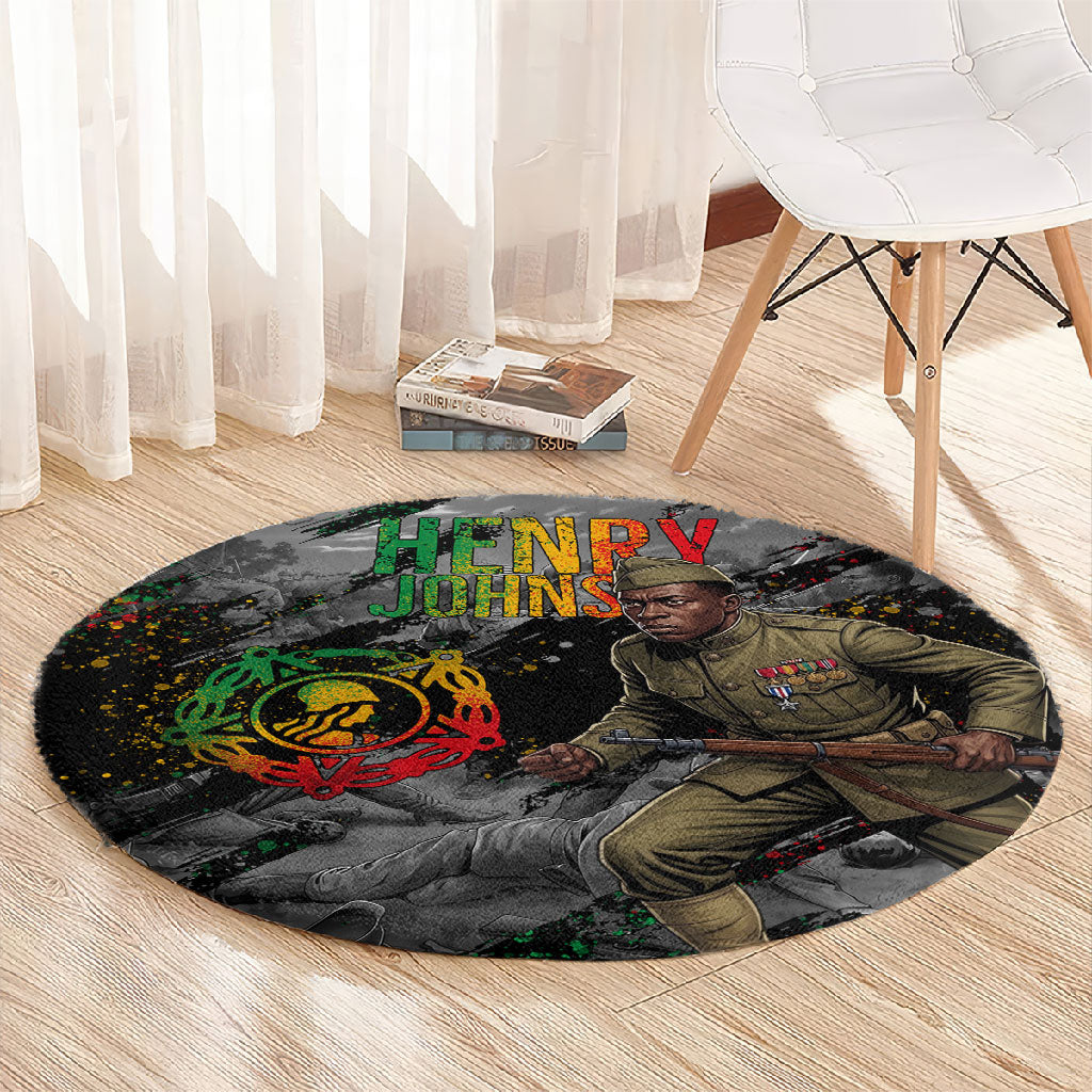 Henry Johnson Black History Month Round Carpet Harlem Hellfighters Pan African Grunge Art