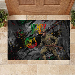 Henry Johnson Black History Month Rubber Doormat Harlem Hellfighters Pan African Grunge Art