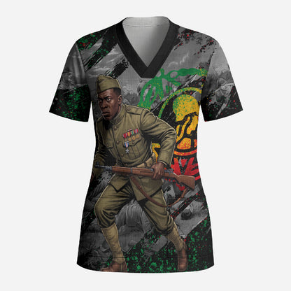 Henry Johnson Black History Month Scrub Top Harlem Hellfighters Pan African Grunge Art