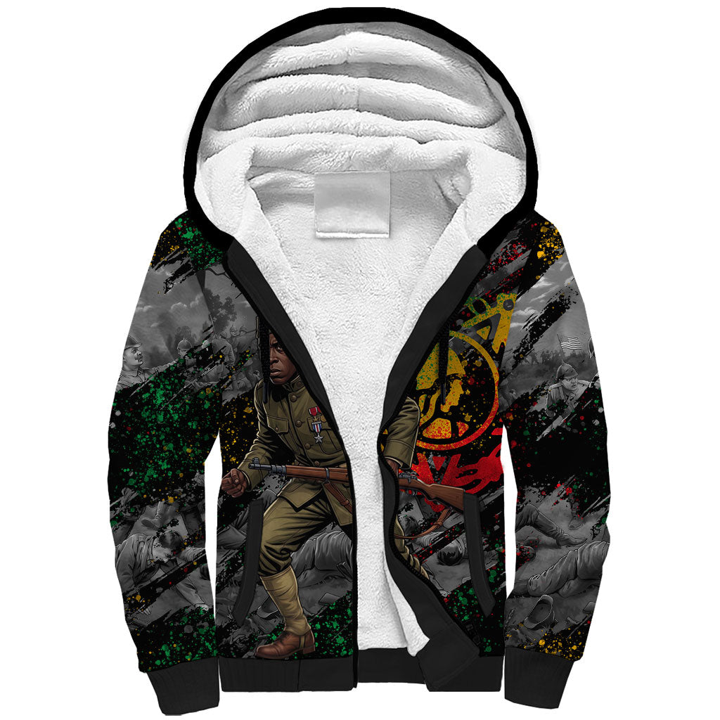 Henry Johnson Black History Month Sherpa Hoodie Harlem Hellfighters Pan African Grunge Art