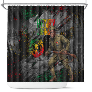 Henry Johnson Black History Month Shower Curtain Harlem Hellfighters Pan African Grunge Art