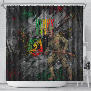 Henry Johnson Black History Month Shower Curtain Harlem Hellfighters Pan African Grunge Art