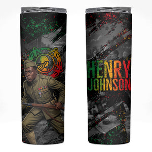 Henry Johnson Black History Month Skinny Tumbler Harlem Hellfighters Pan African Grunge Art