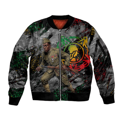 Henry Johnson Black History Month Sleeve Zip Bomber Jacket Harlem Hellfighters Pan African Grunge Art