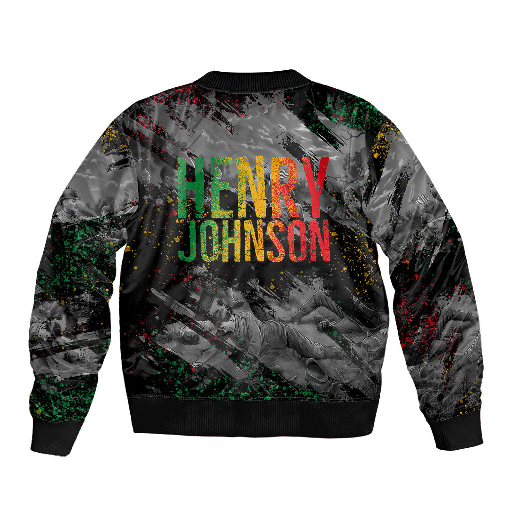 Henry Johnson Black History Month Sleeve Zip Bomber Jacket Harlem Hellfighters Pan African Grunge Art