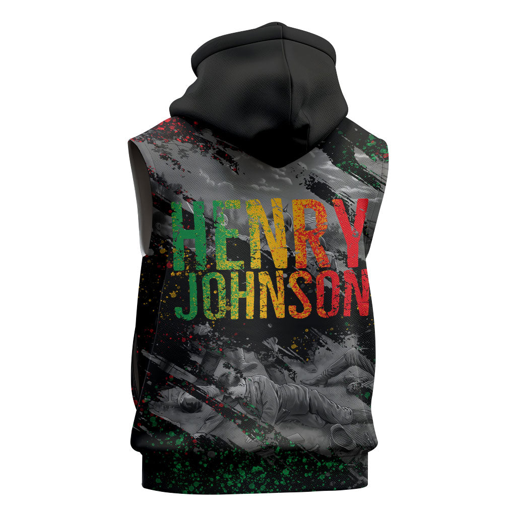Henry Johnson Black History Month Sleeveless Hoodie Harlem Hellfighters Pan African Grunge Art