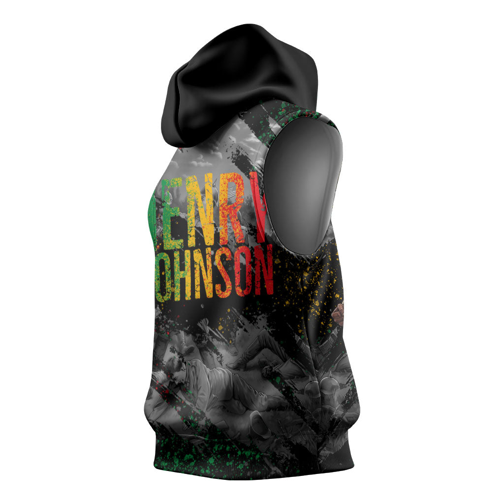 Henry Johnson Black History Month Sleeveless Hoodie Harlem Hellfighters Pan African Grunge Art