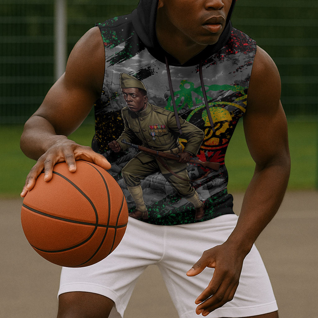 Henry Johnson Black History Month Sleeveless Hoodie Harlem Hellfighters Pan African Grunge Art