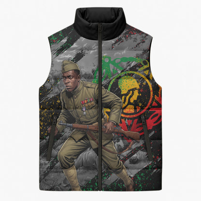 Henry Johnson Black History Month Sleeveless Puffer Jacket Harlem Hellfighters Pan African Grunge Art