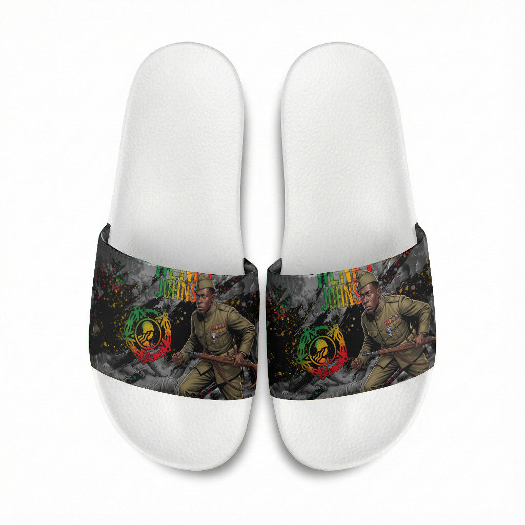 Henry Johnson Black History Month Slide Sandals Harlem Hellfighters Pan African Grunge Art