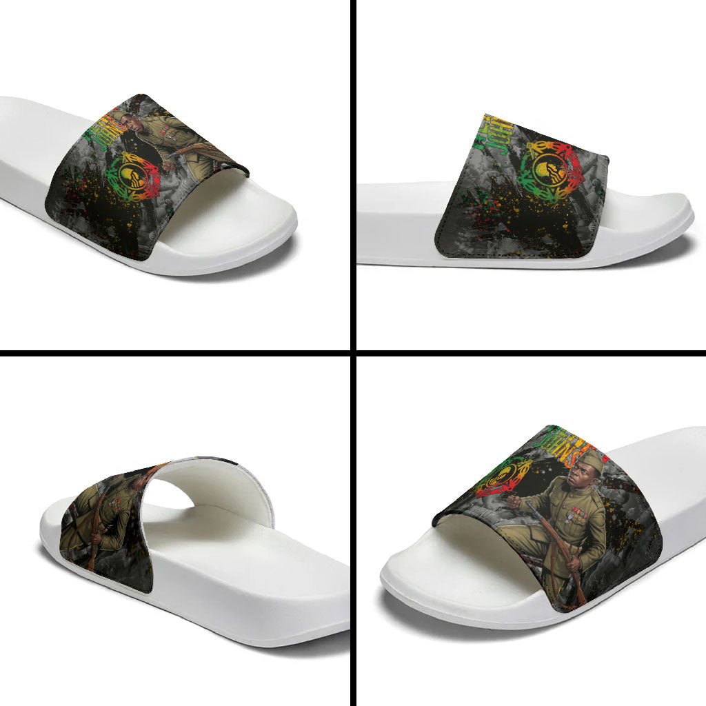 Henry Johnson Black History Month Slide Sandals Harlem Hellfighters Pan African Grunge Art