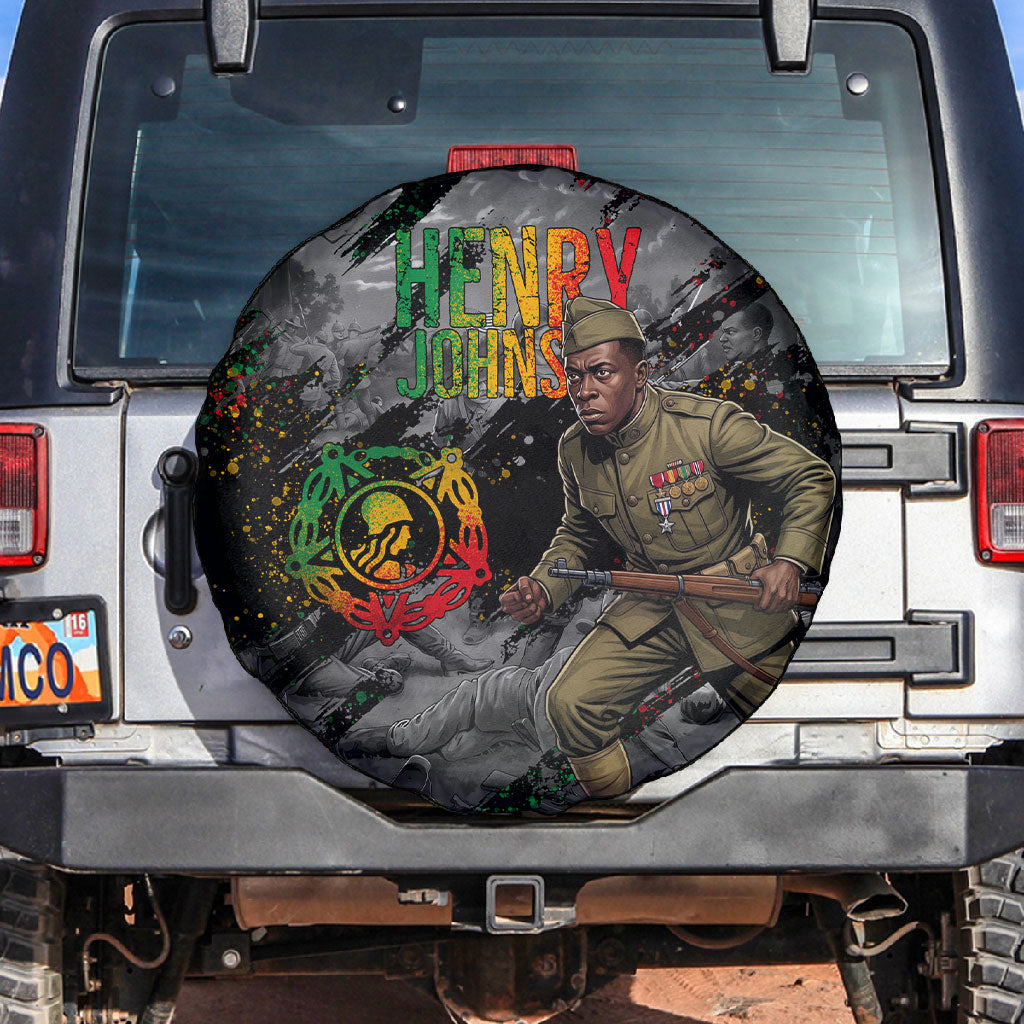 Henry Johnson Black History Month Spare Tire Cover Harlem Hellfighters Pan African Grunge Art
