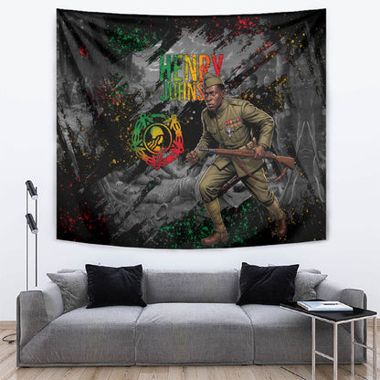 Henry Johnson Black History Month Tapestry Harlem Hellfighters Pan African Grunge Art