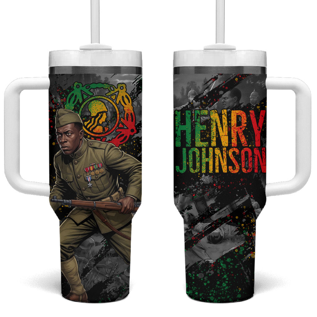 Henry Johnson Black History Month Tumbler With Handle Harlem Hellfighters Pan African Grunge Art