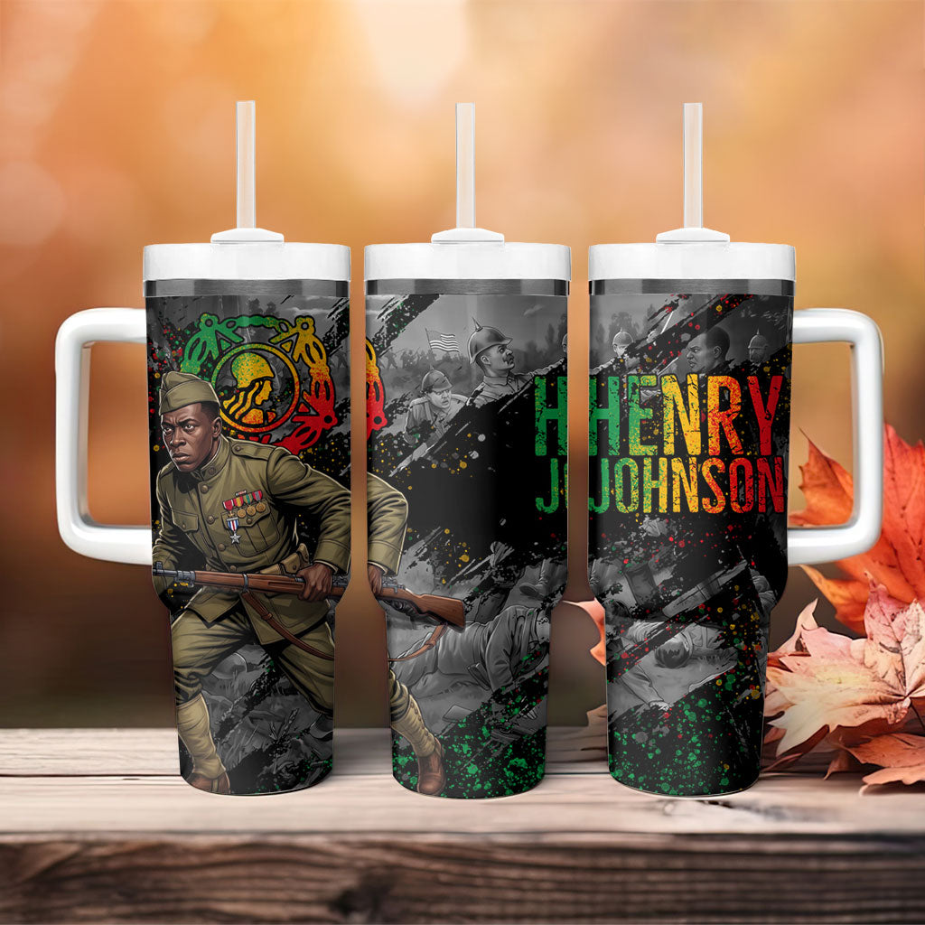 Henry Johnson Black History Month Tumbler With Handle Harlem Hellfighters Pan African Grunge Art