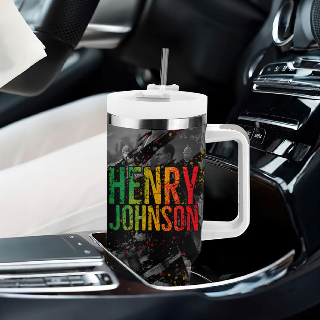 Henry Johnson Black History Month Tumbler With Handle Harlem Hellfighters Pan African Grunge Art